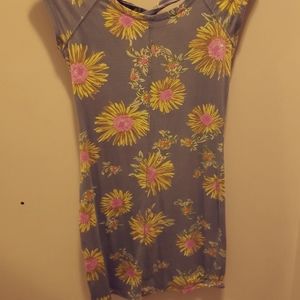 Gray Fitted Floral Dress Small